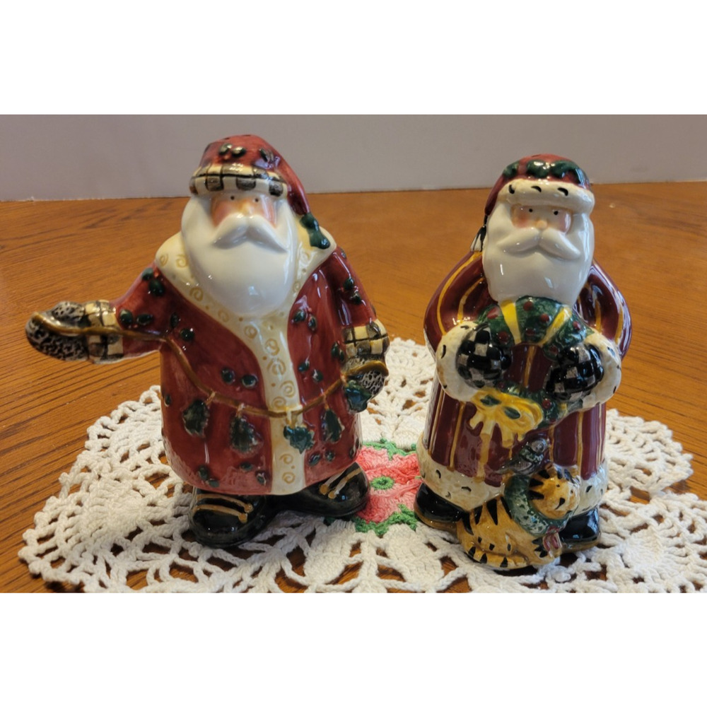 Vtg Sakura Salt and‎ Pepper Shakers Santa Claus Christmas Ceramic Hand Painted